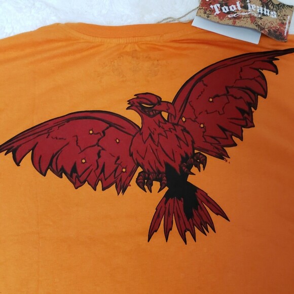 Y2K TOOL JEANS Size 2XL Y2K Orange Embellished Embroidered Beads T-shirt Tee - Picture 4 of 10